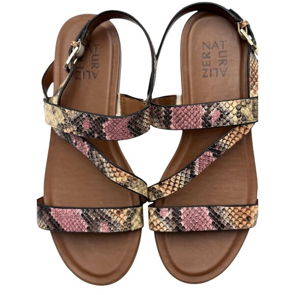 Naturalizer Shoes - Naturalizer Womens Size 8 Snake Print Flat Sandals Adjustable Buckle Straps
